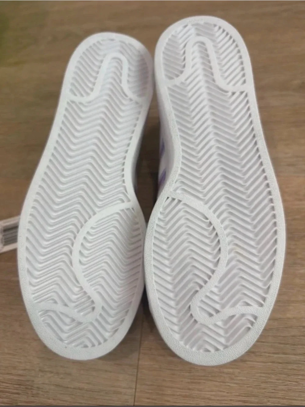 adidas Womens Superstar Sneakers — White with Iridescent Stripes